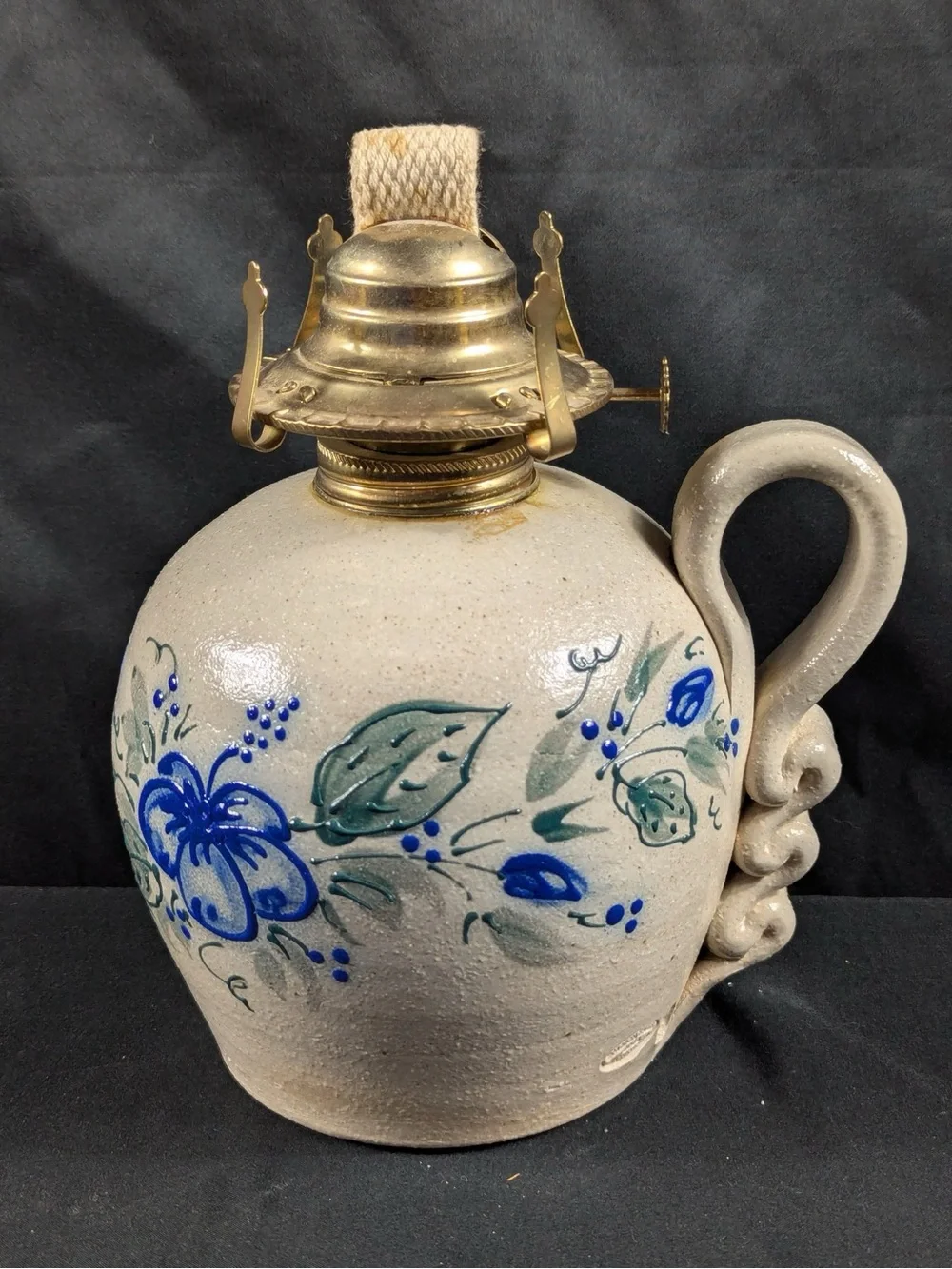 Salmon Falls Pottery Summer Garden Oil Lantern with Hand-Painted Design